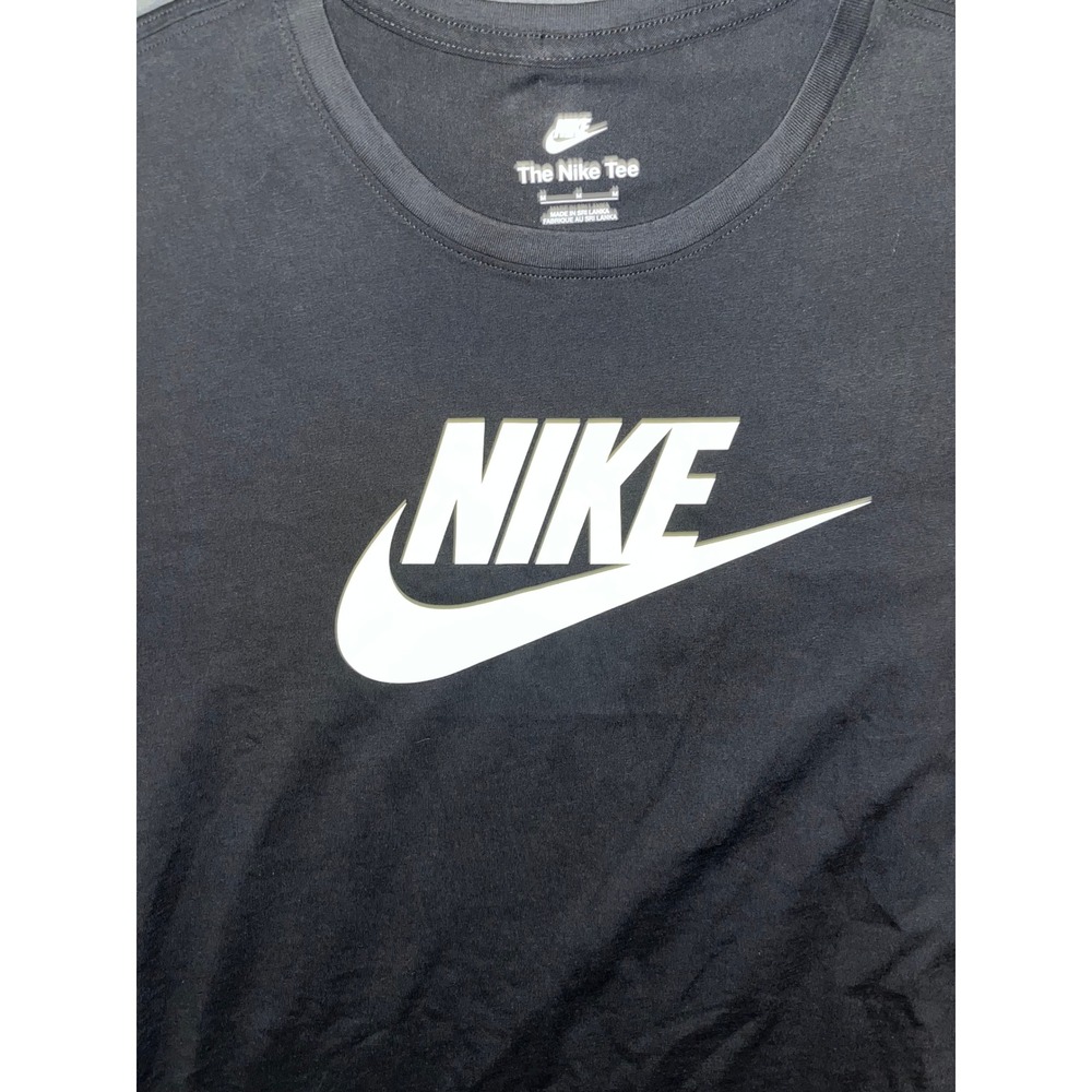 Nike Sportswear Essential Futura Logo Graphic Tee Black White Womens Size M - Picture 2 of 11